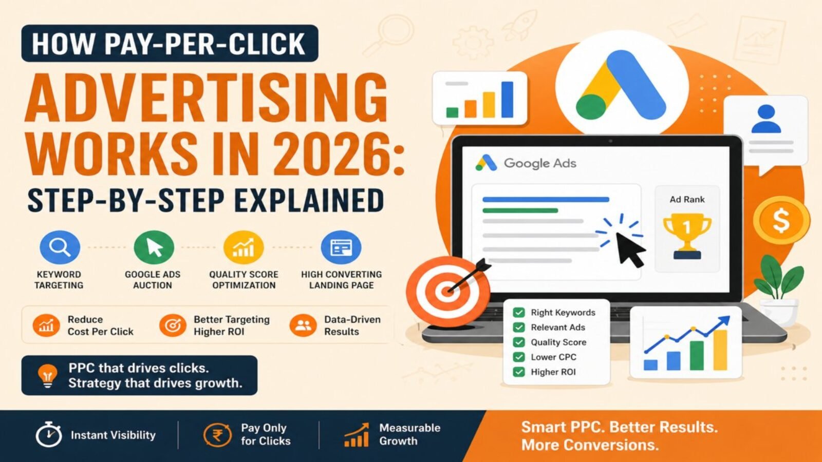 How Pay-Per-Click Advertising works in 2026 with Google Ads auction, Quality Score and PPC campaign strategy