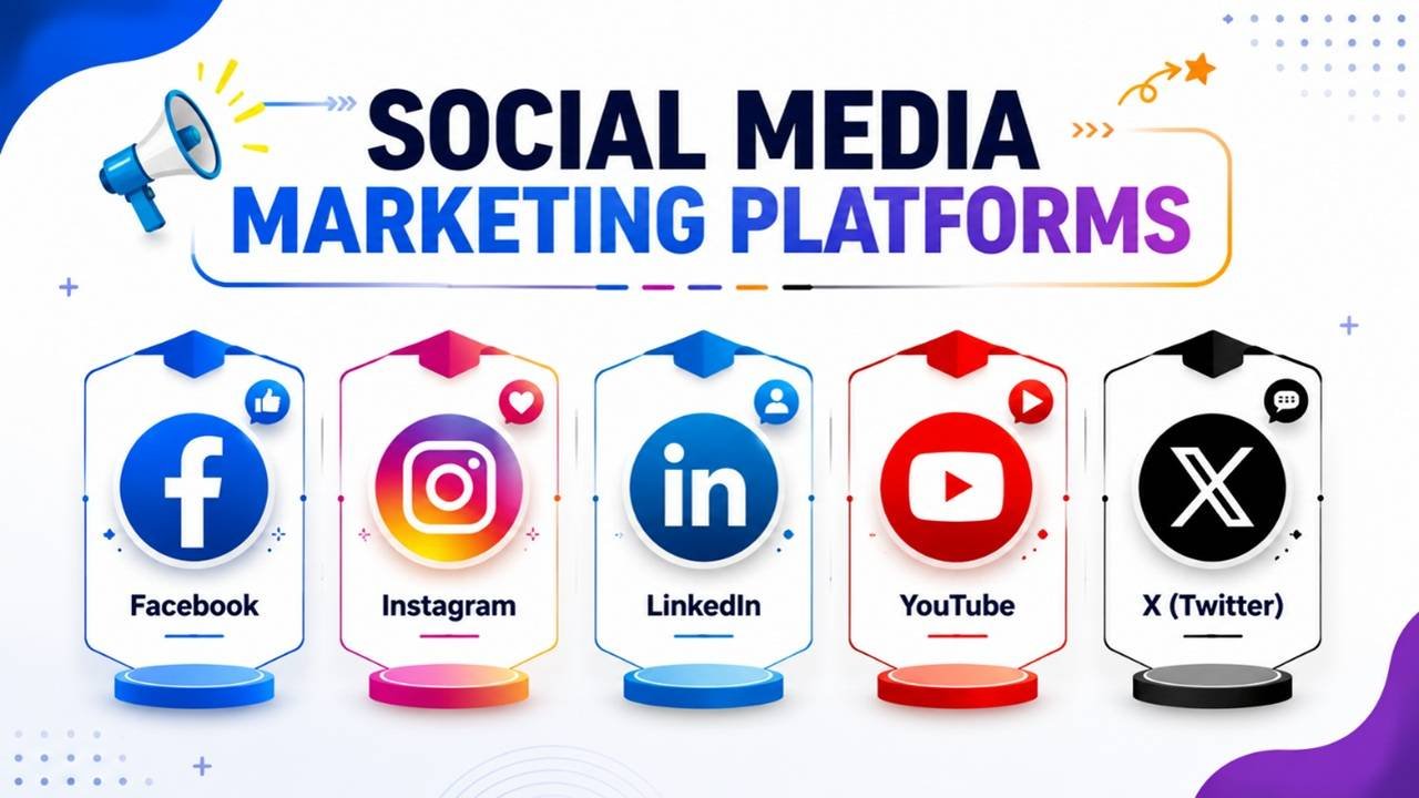 Social media marketing platforms including Facebook, Instagram, LinkedIn, YouTube, and X (Twitter) for business growth, lead generation, audience engagement, and digital marketing in 2026.