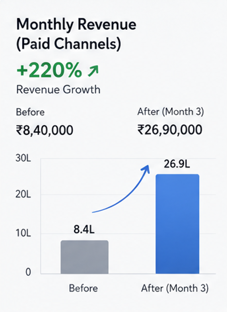 performance marketing monthaly revenue growth by 220%