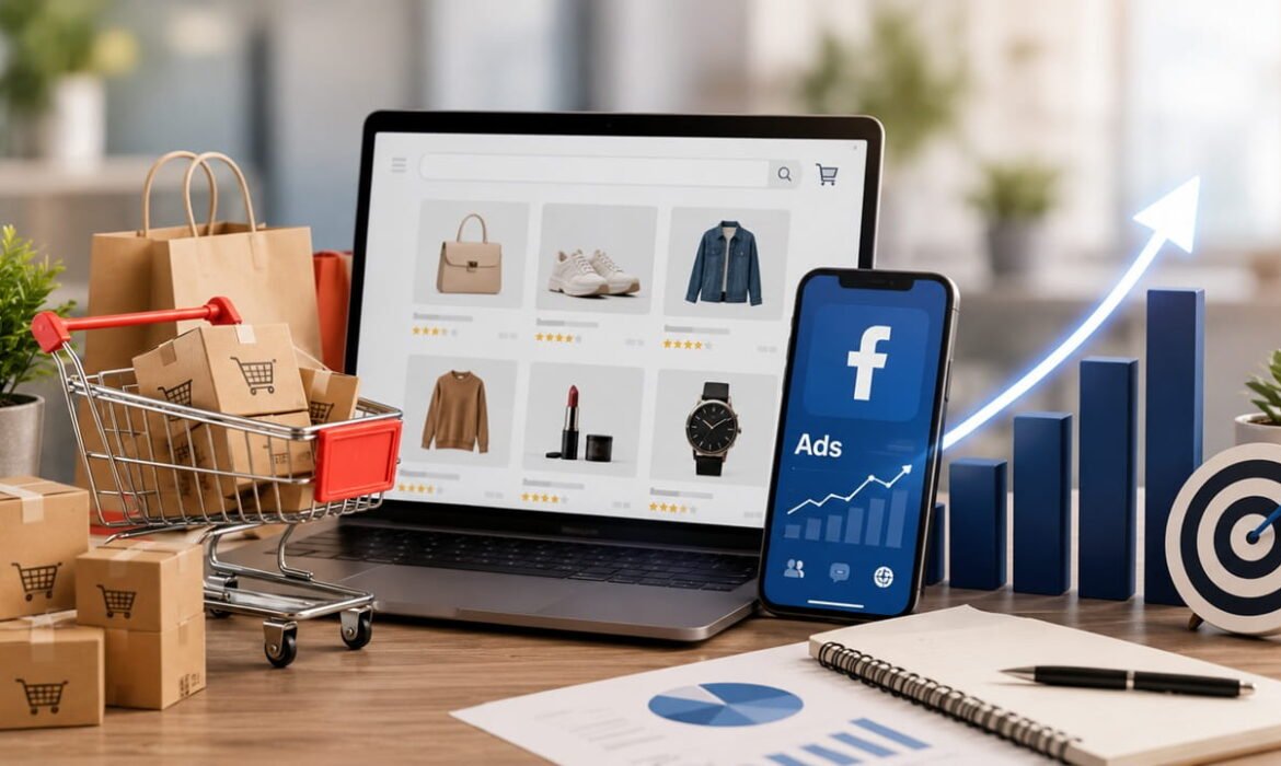 Facebook Marketing Agency case study image showcasing e-commerce sales growth through Facebook marketing campaigns, online shopping, performance analytics, digital advertising strategies, and improved customer engagement for business growth.